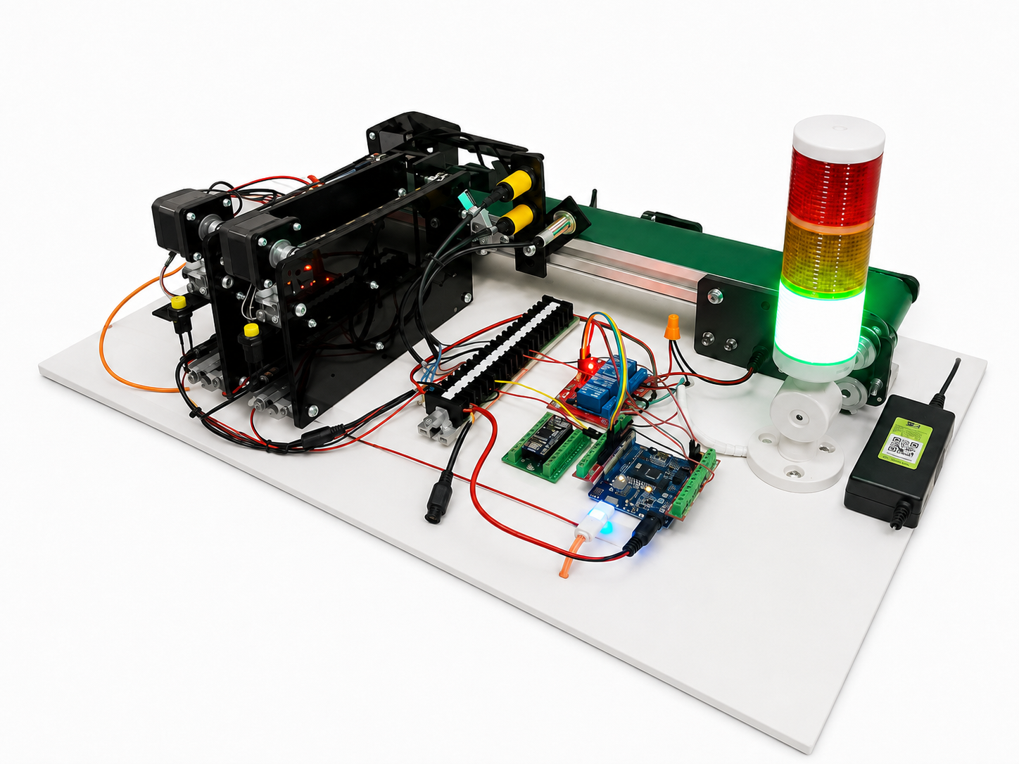 AT400X ชุดเรียนรู้+ชุดทดลองตรวจจับและคัดแยกโลหะ AT400X Automation Metal Detector Rejector+Relay+Tower Light