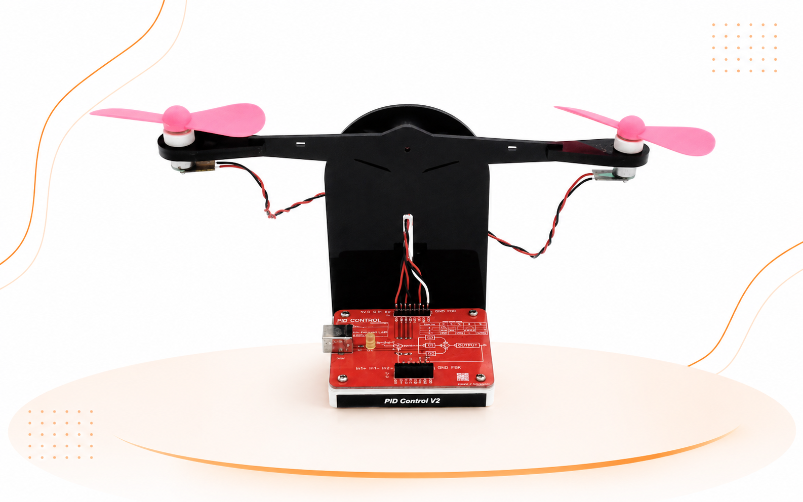 EDPI02 ชุดเรียนรู้+ชุดทดลอง ตัวควบคุมพีไอดีแกน 2 ใบพัด Arduino PID Control Vertical TakeOff PID-V2