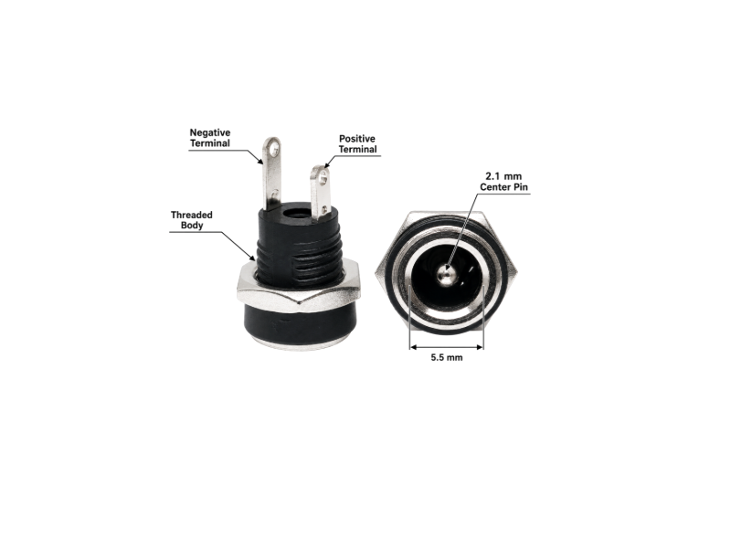CNDC02 คอนเนคเตอร์ดีซีแจ็ค ตัวเมีย ติดแท่น Female DC Jack 5.5x2.1mm