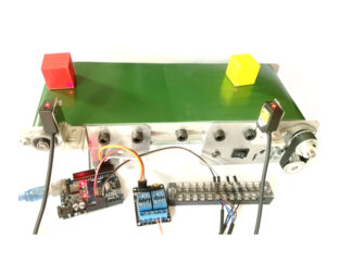 AT800 ชุดเรียนรู้+ชุดทดลองตรวจจับชิ้นงานเพื่อควบคุมการขับเคลื่อนสายพานลำเลียง Automation Laser Sensor