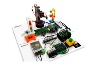 PLX001 ชุดเรียนรู้+ชุดทดลองระบบอัตโนมัติแขนกล Automation PLC Robot Arm PLC-01
