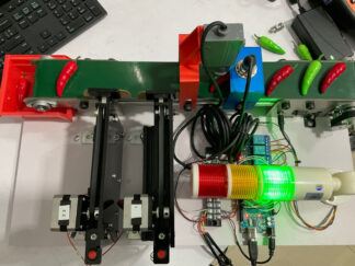 AT409X ชุดเรียนรู้+ชุดทดลองตรวจจับคัดแยกโลหะและวัตถุสี Automation Metal+Color Red Green Sensor+Rejector+Relay+Tower Light