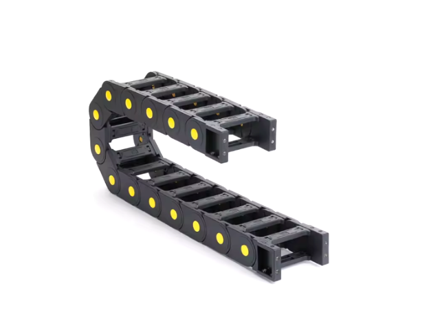 ETCC25-1 รางกระดูกงูร้อยสายไฟ Cable Drag Chain Nylon Black Inner 25x50mm-R55 Bridge Open