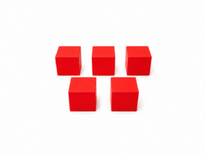 BXW252 ชิ้นงานทรงลูกบาศก์ ไม้ สีแดง Wood Cube 2.5cm Setx5pcs