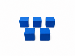 BXW253 ชิ้นงานทรงลูกบาศก์ ไม้ สีฟ้า Wood Cube 2.5cm Setx5pcs Blue