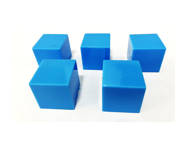 ชิ้นงานทรงลูกบาศก์ พลาสติก Plastic Cube 3cm- สีฟ้า set 5 ชิ้น