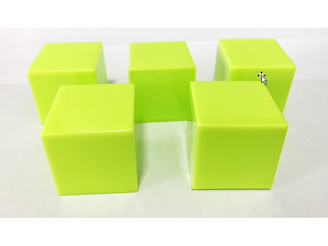 BXP350 ชิ้นงานลูกบาศก์ พลาสติก Plastic Cube 3cm สีเขียว set 5 ชิ้น