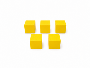 BXW251 ชิ้นงานทรงลูกบาศก์ ไม้ สีเหลือง Wood Cube 2.5cm Setx5pcs-Yellow