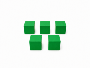 BXW250 ชิ้นงานทรงลูกบาศก์ ไม้ สีเขียว Wood Cube 2.5cm Setx5pcs