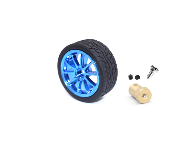 WLR641-BL ล้อยาง Rubber Wheel 65mm Blue+4mm Coupling