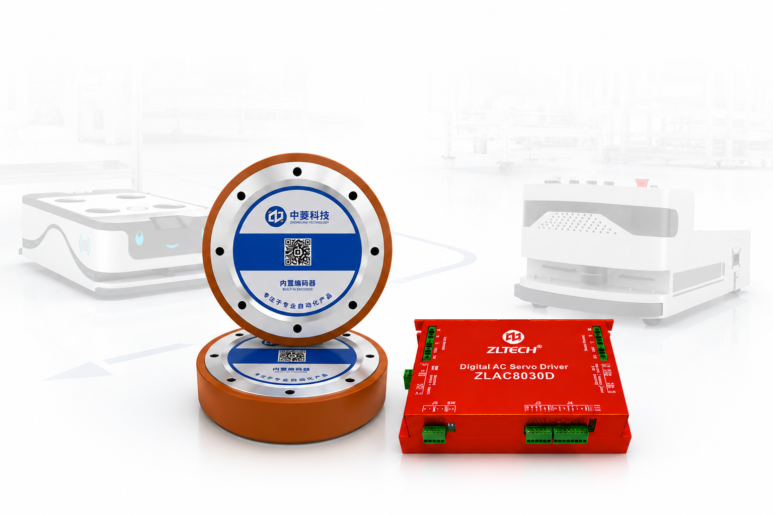 MWAG08D-2 ชุดมอเตอร์ฮับล้อ ZLTech 300kg AGV ZLLG80ASM800 V2.0+ZLAC8030D Driver