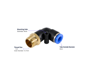 PNL602 นิวเมติกส์ ฟิตติ้ง ข้อต่อลมตรงเกลียวนอกงอ 90D Pneumatics Fitting PL6-02 6mm PT1/4"
