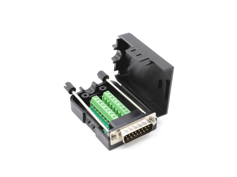 BDCA15-1 บอร์ดแปลงคอนเนคเตอร์ตัวผู้+ฝาครอบ DB15-MA Male Screw Type to Screw Terminal Cover