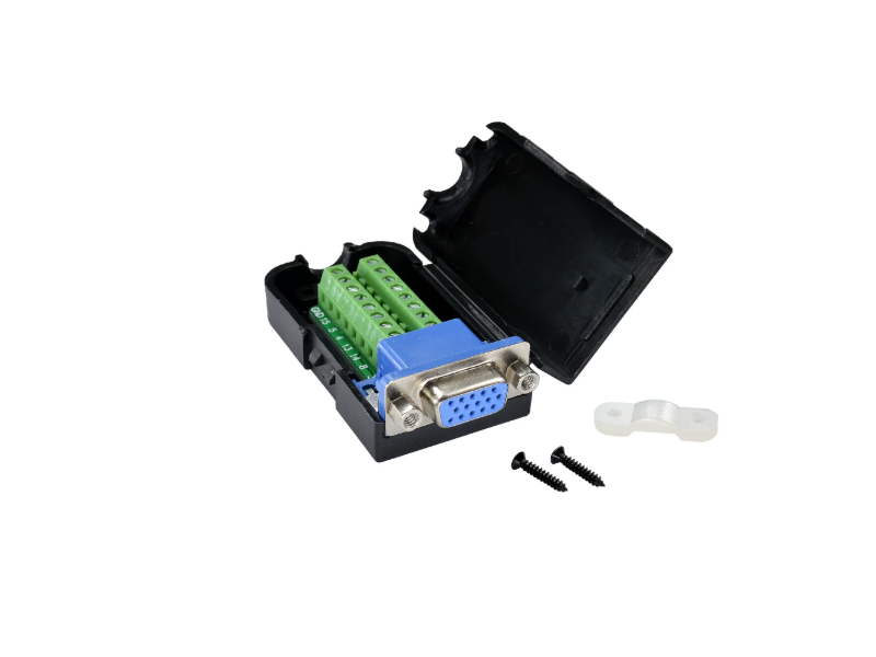 BDCA16-2 บอร์ดแปลงคอนเนคเตอร์ตัวเมีย+ฝาครอบ DB15-VGA 3Row Female Type to Screw Terminal Cover